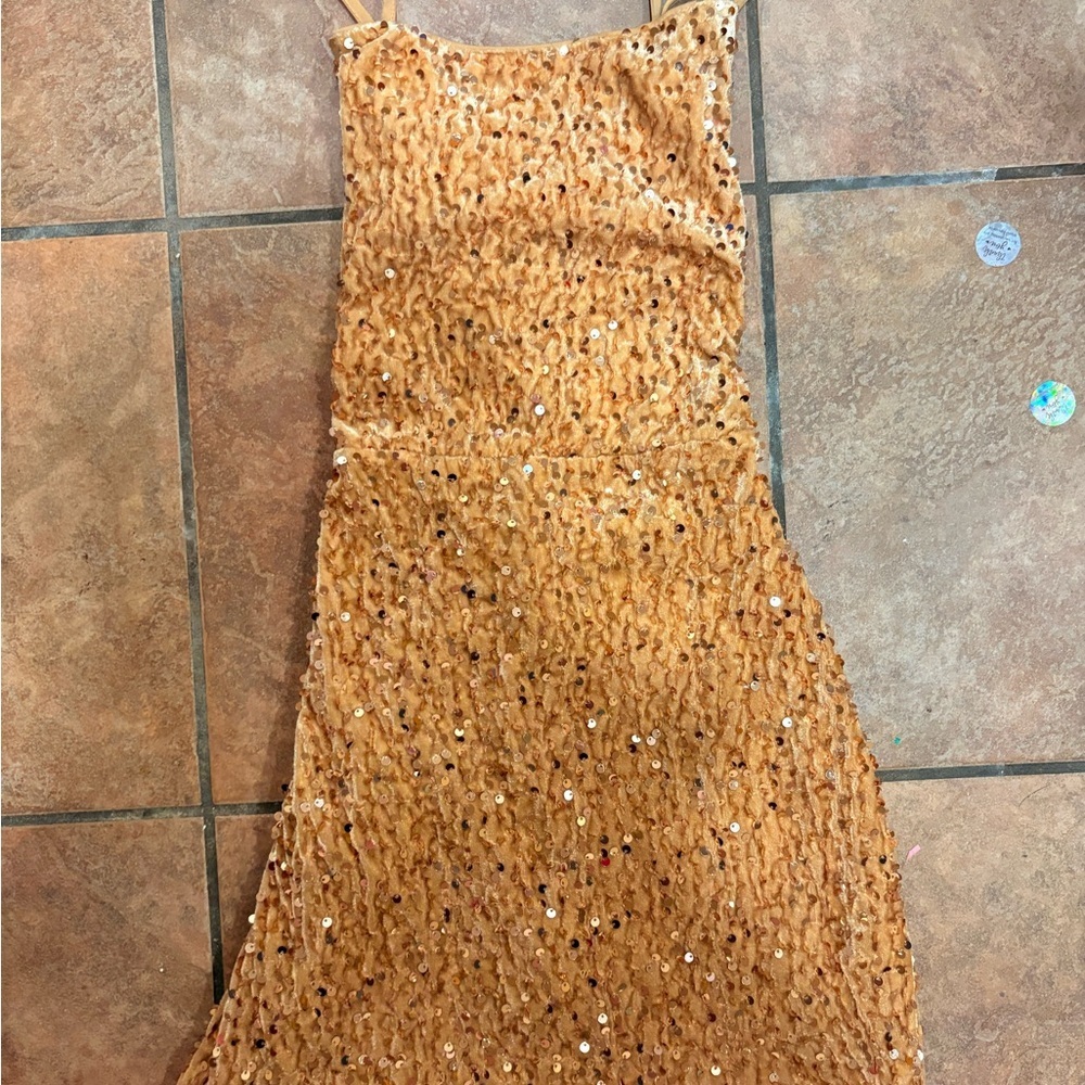 Gold Sequin Mini Dress - Picture 2 of 3